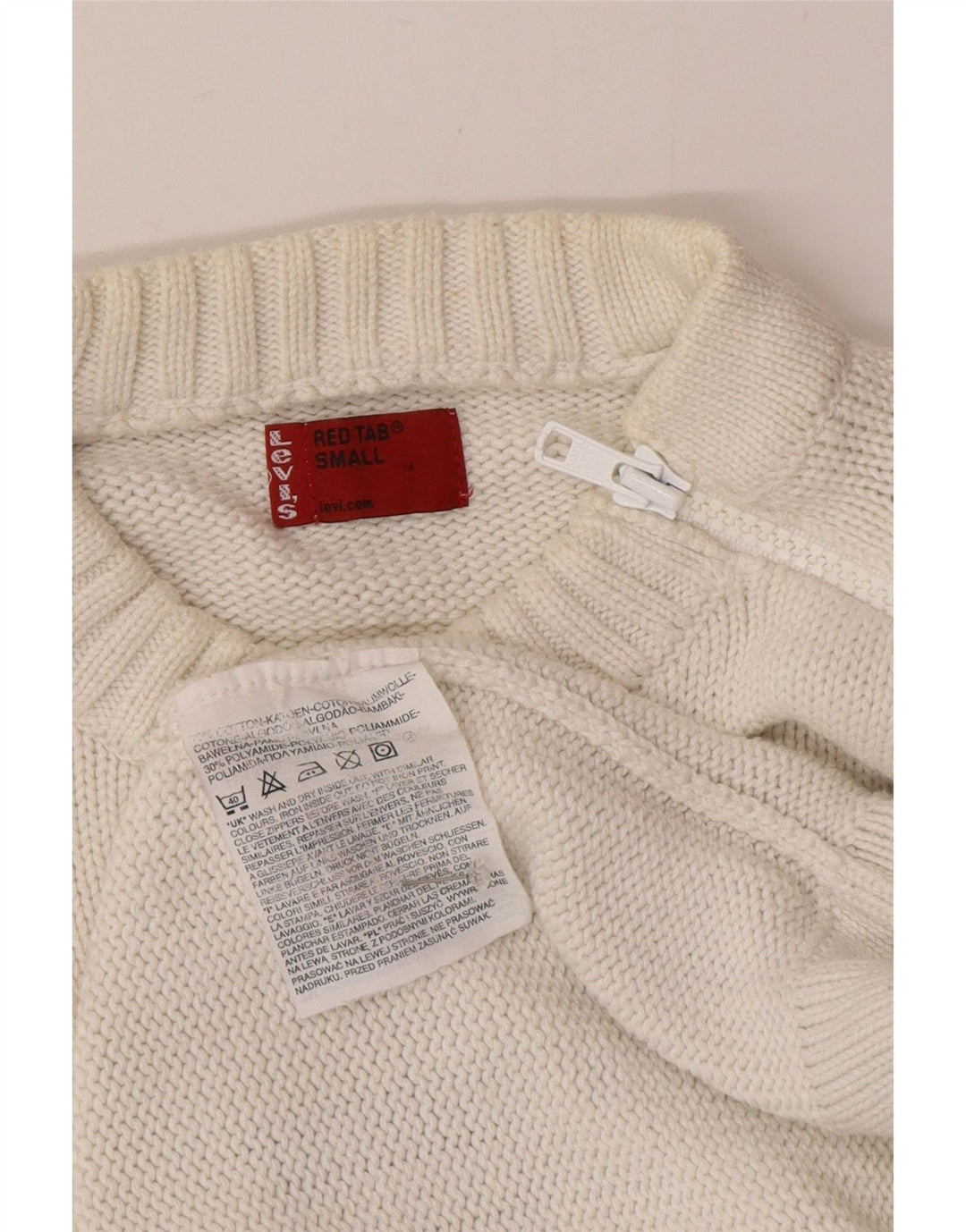 Męski sweter z wycięciem pod szyją Levi's, mały, biały, bawełniany