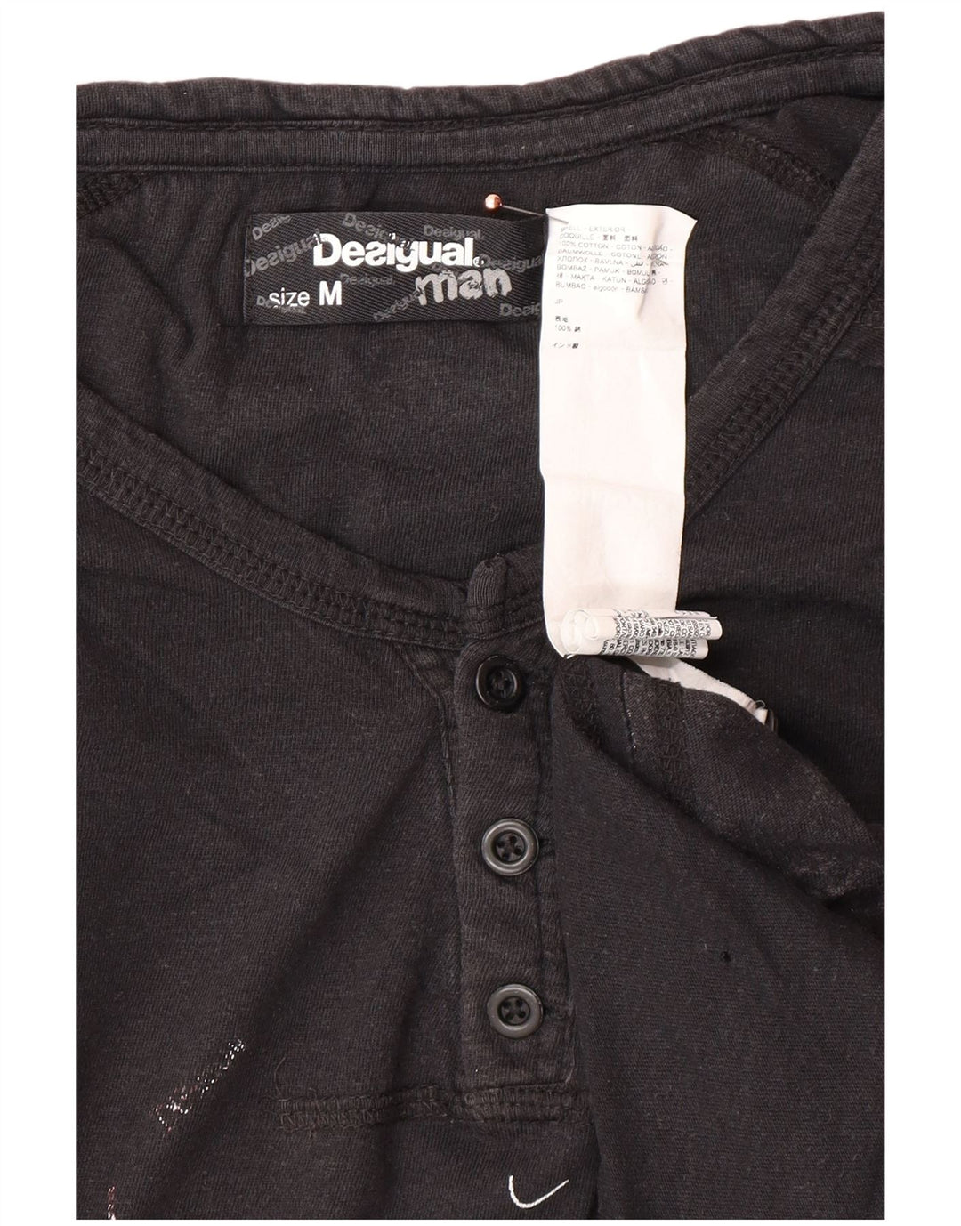 Męska koszulka z grafiką DESIGUAL Top, średnia czarna, bawełniana