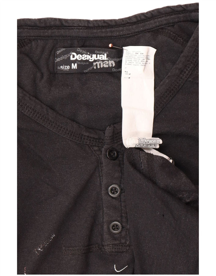 Męska koszulka z grafiką DESIGUAL Top, średnia czarna, bawełniana