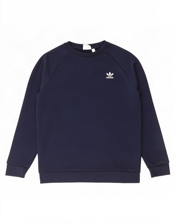 Adidas Mens Sweatshirt Jumper Medium Navy Blue Cotton
