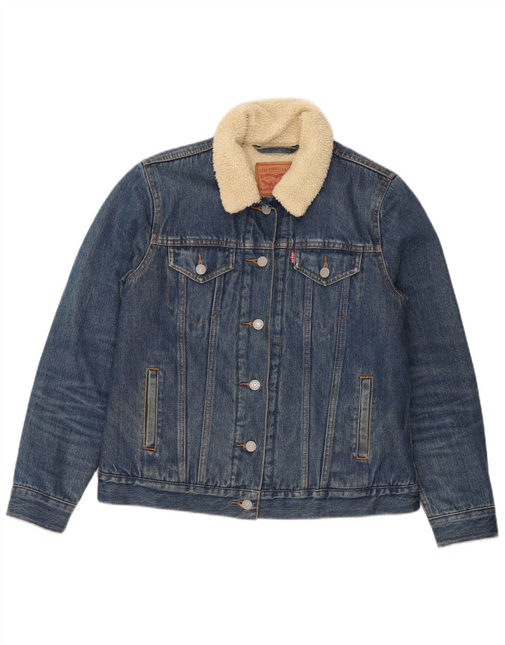 Damska kurtka dżinsowa Levi's Sherpa UK 14, średnia niebieska, bawełniana