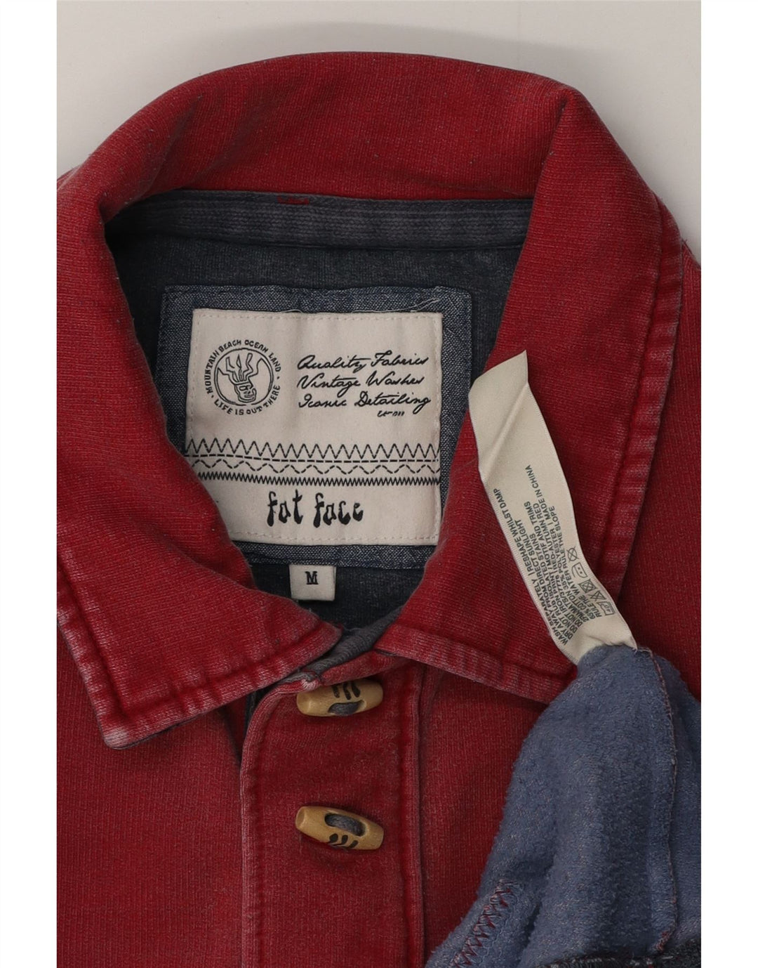 Męska bluza polo z grafiką FAT FACE, średnio czerwona, bawełniana