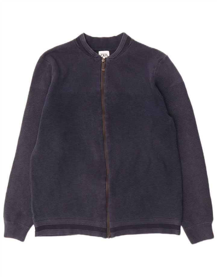 Męski sweter Zara w kolorze średniego granatu w prążki