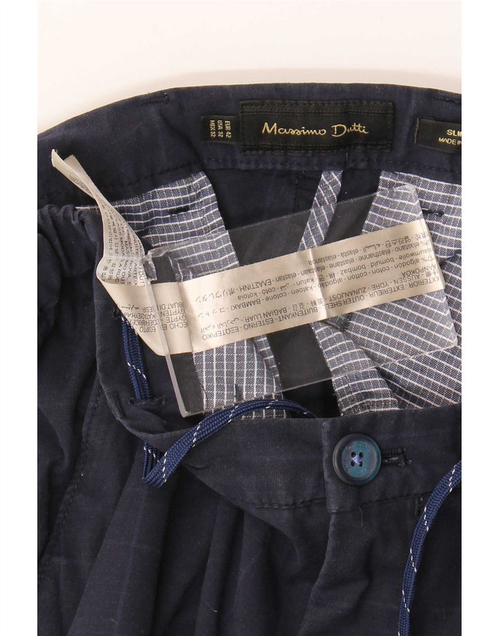 Męskie spodnie Chino Massimo Dutti EU 42 Large W32 L32 Granatowa kratka
