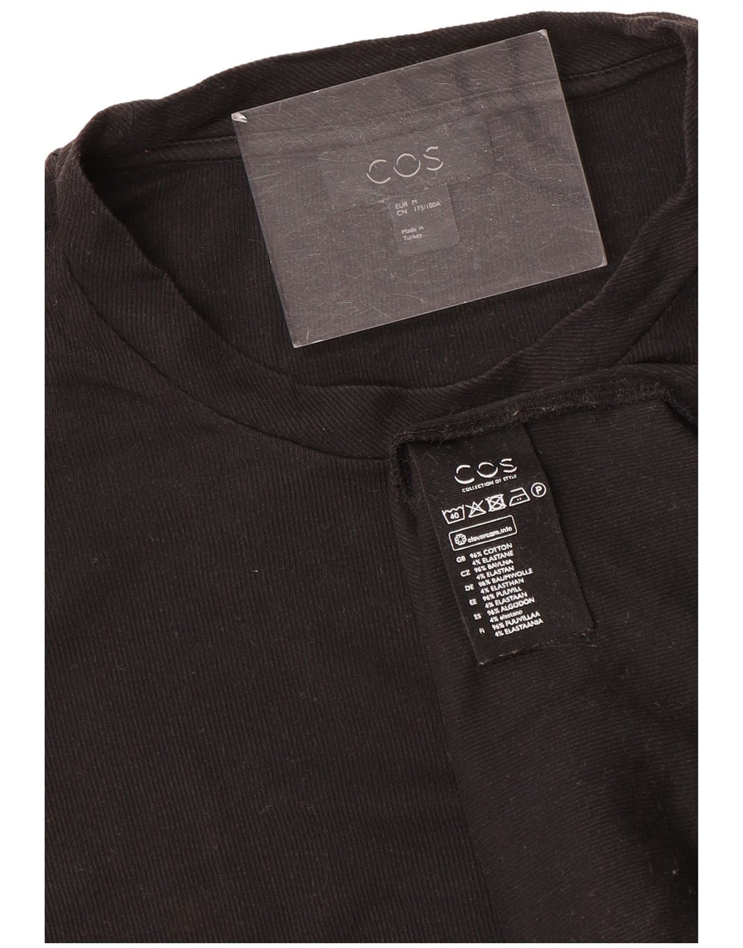 Cos Męski T-shirt Top Średni Czarny Bawełniany