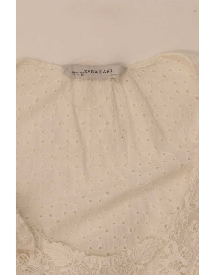 Bluzka damska Zara z rękawem 3/4 Top UK 10 Small White