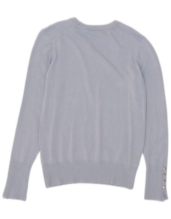Damski sweter Zara z dekoltem w łódkę UK 12 Średni niebieski wiskoza