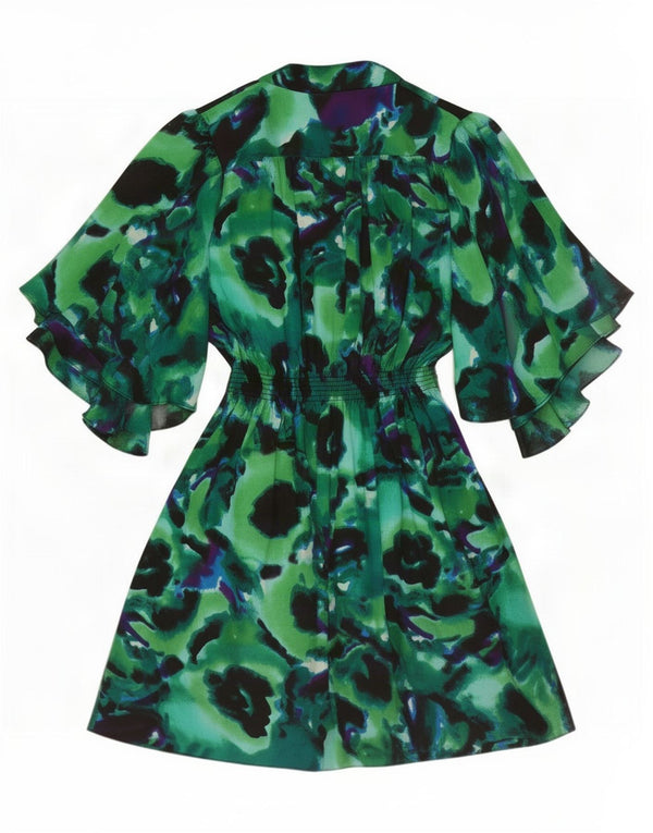 Biba damska sukienka oversize z rękawem 3/4 o linii A UK 10 Small Green Tie Dye