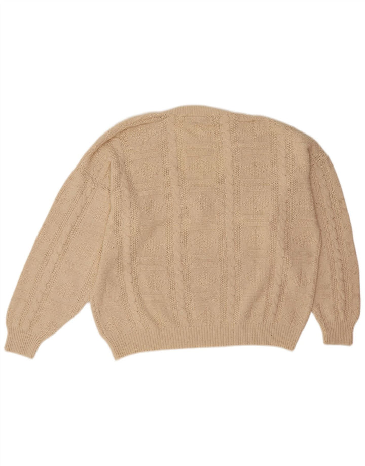 Bramante Męski sweter z dekoltem w kształcie litery V 2XL Beżowy jedwab