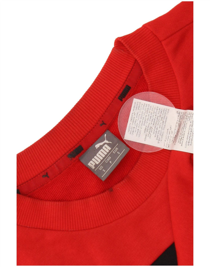 Męska bluza Puma z grafiką, mała, czerwona, bawełniana w bloki kolorów