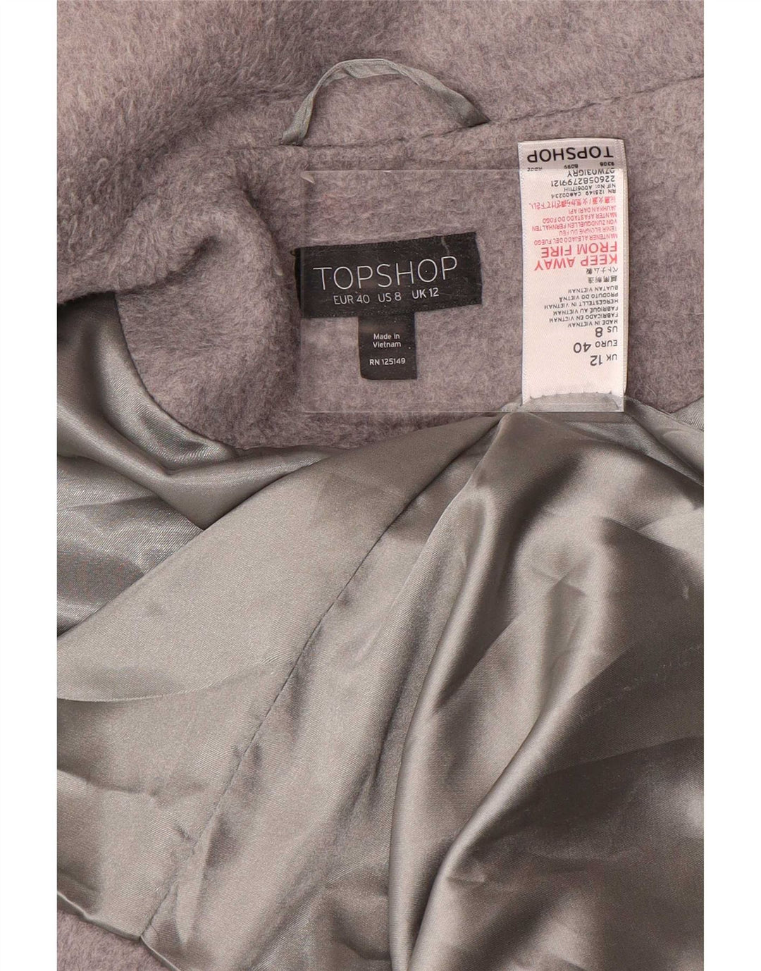 Topshop damski płaszcz oversize UK 12, średni szary poliester