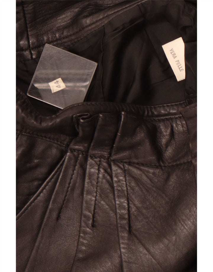 Damskie spodnie skórzane VINTAGE IT 44 Medium W26 L26 Czarna skóra