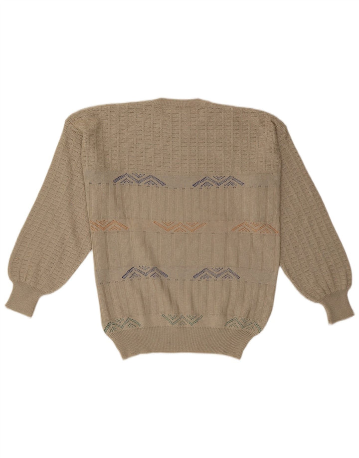 MAPIER Męski sweter z okrągłym dekoltem, duży, beżowy, geometryczny