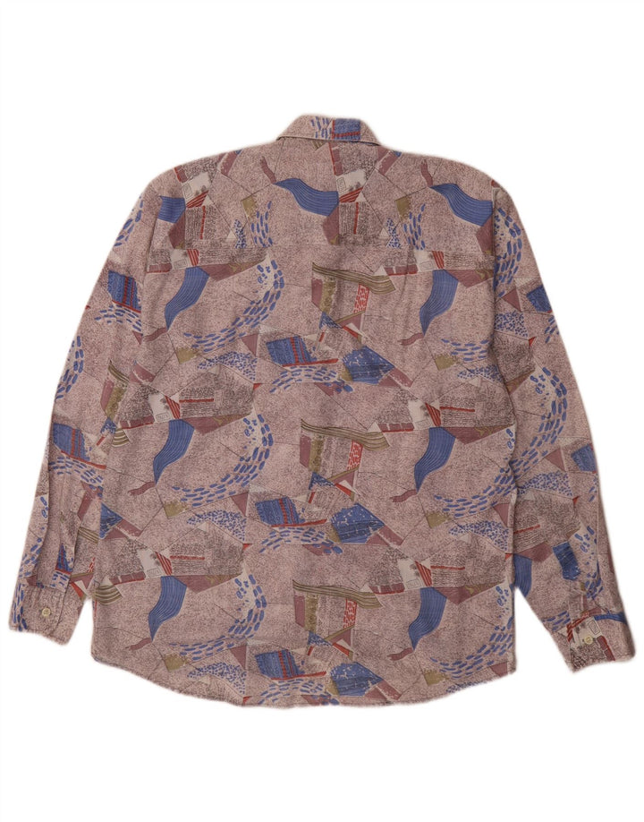Koszula męska w stylu vintage w abstrakcyjny wzór, rozmiar 39/40, średnia, wielobarwna