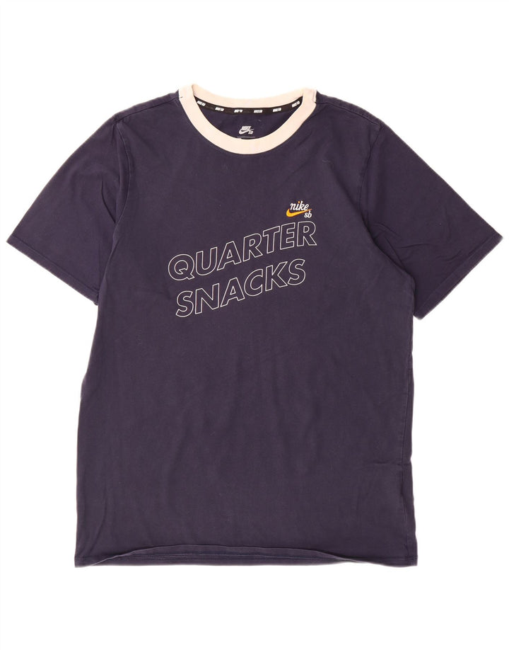 Męski T-shirt z grafiką NIKE, średni, granatowy, bawełniany
