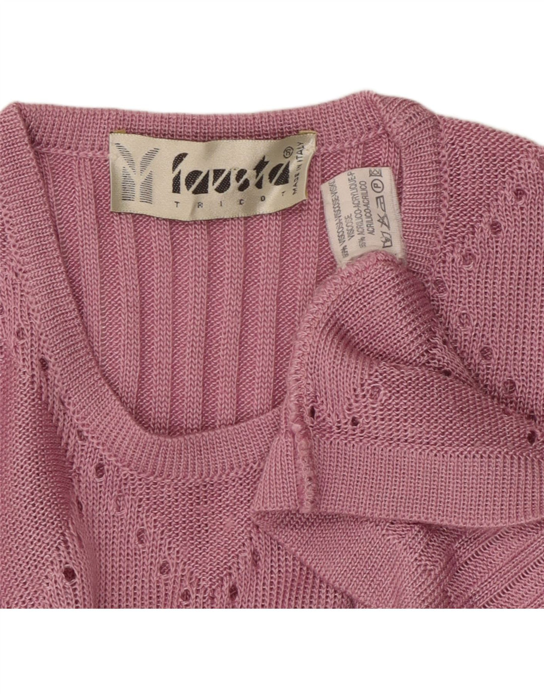 Sweter damski FAUSTA z krótkim rękawem i okrągłym dekoltem UK 10, mały, różowy