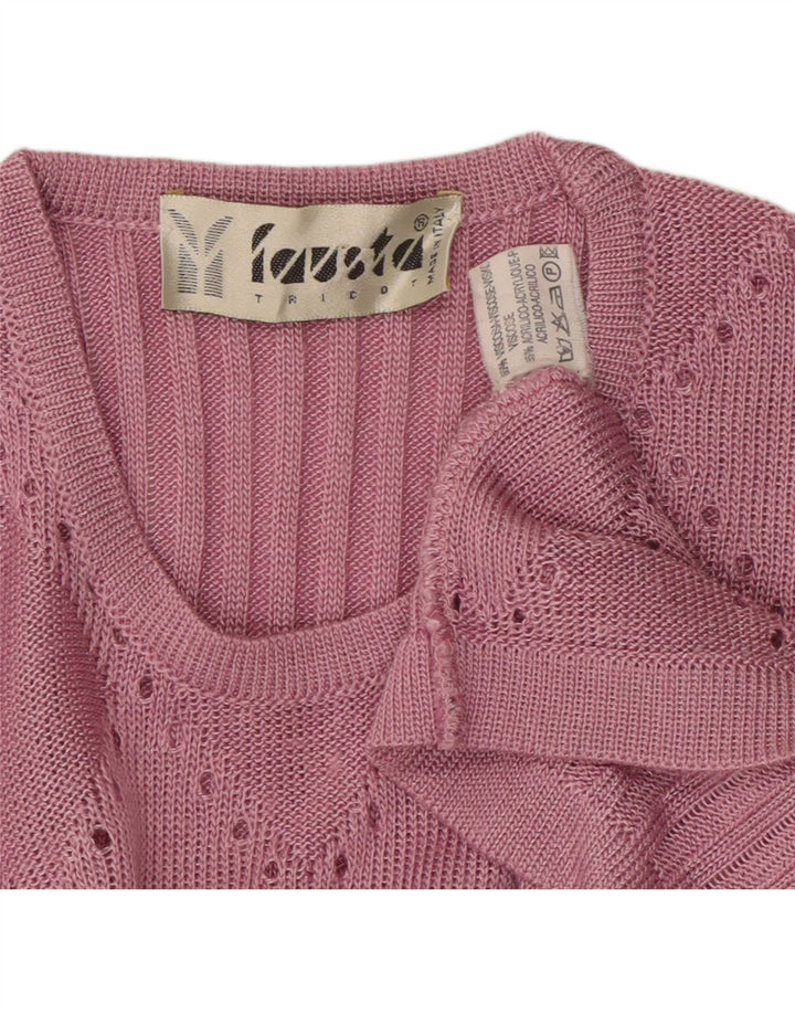 Sweter damski FAUSTA z krótkim rękawem i okrągłym dekoltem UK 10, mały, różowy