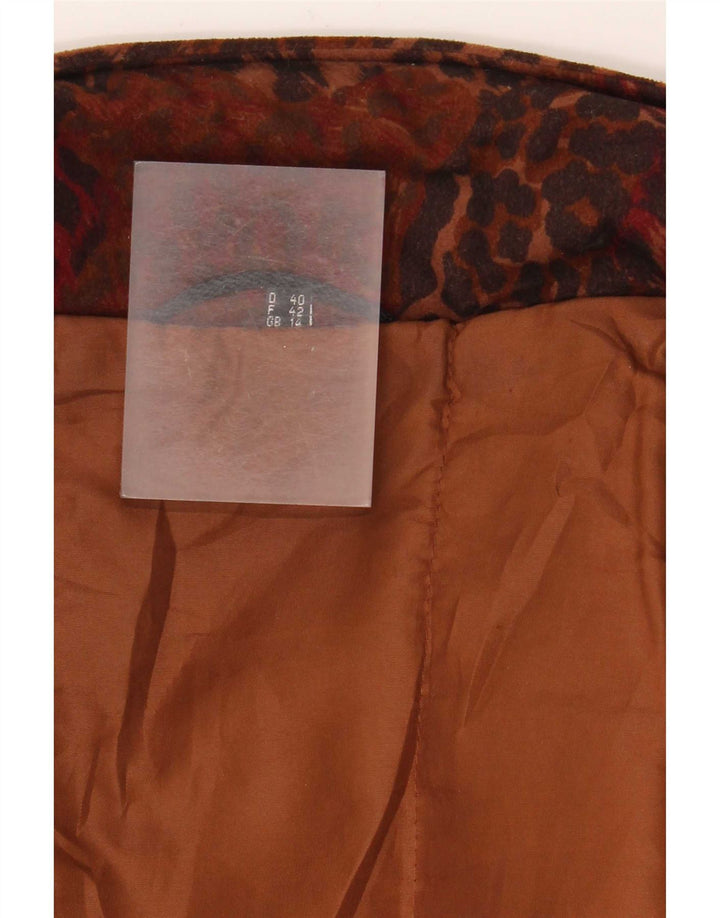 Vintage damska kurtka bomberka oversize UK 14 z dużym brązowym nadrukiem zwierzęcym