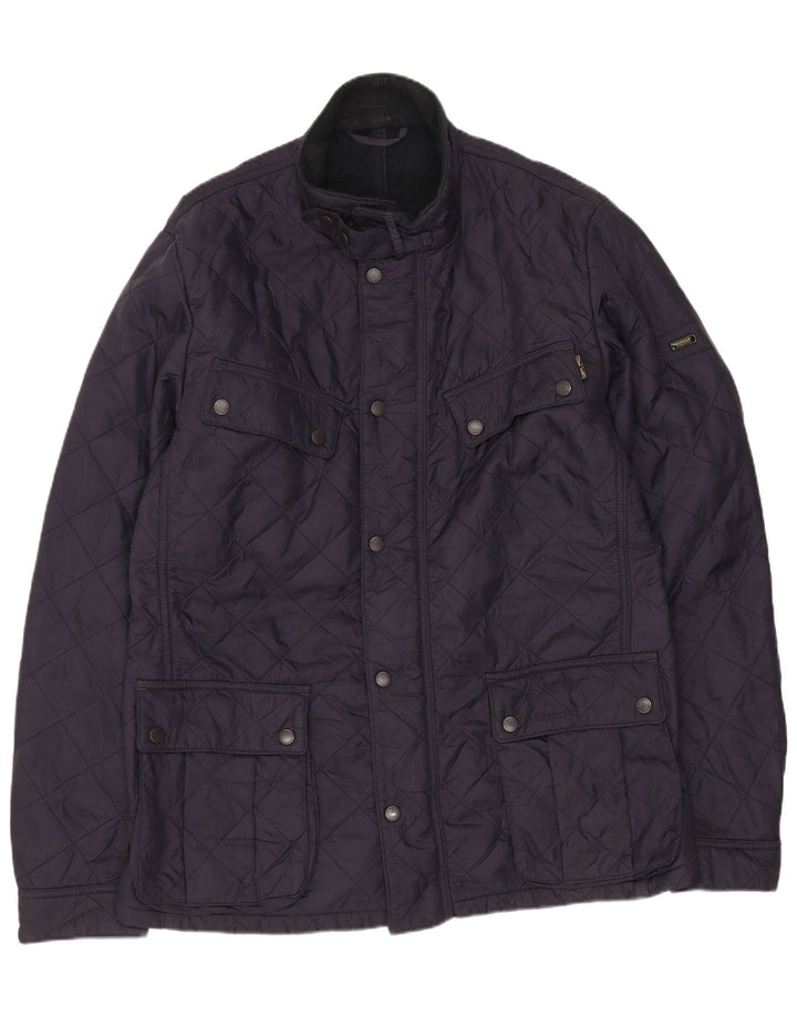 Męska pikowana kurtka Barbour UK 40, duża granatowa, poliamidowa