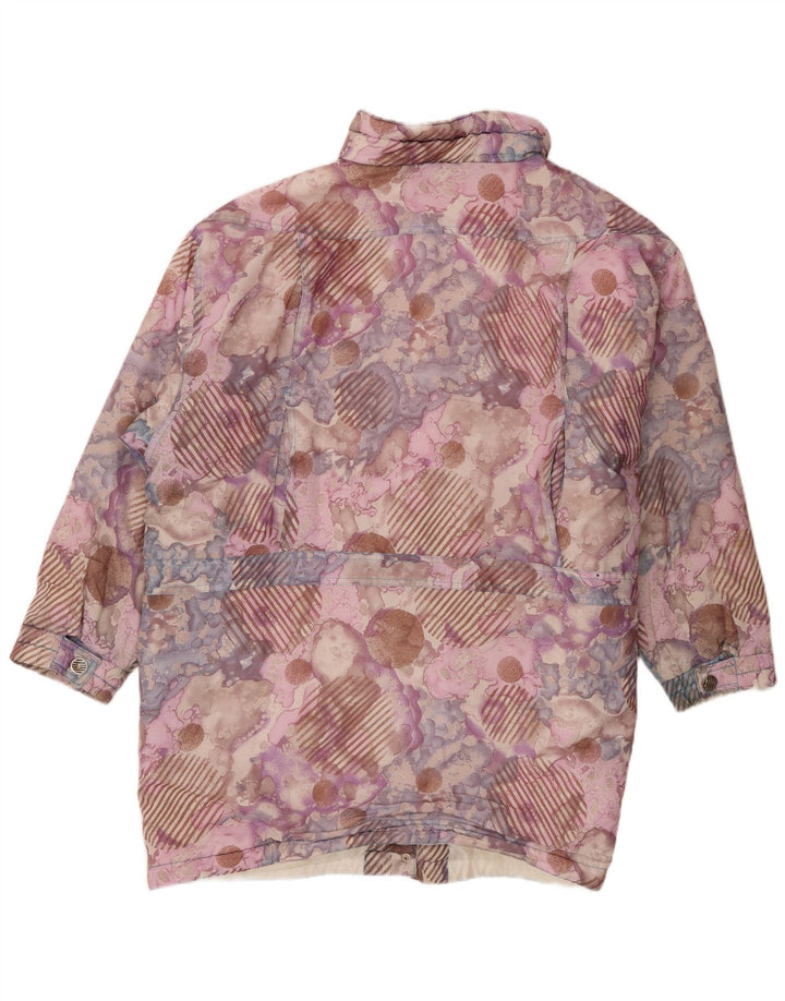 Vintage damski płaszcz wiatrówka w abstrakcyjny wzór EU 42 duży fioletowy