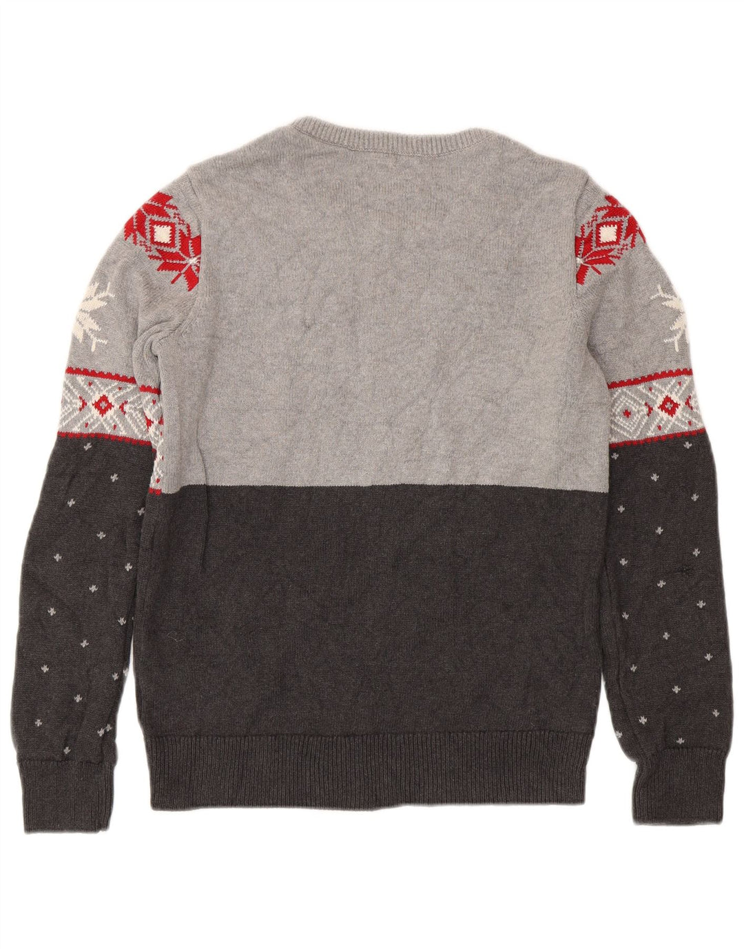 Męski sweter z dekoltem w łódkę Chaps, mały, szary, bawełniany Fair Isle
