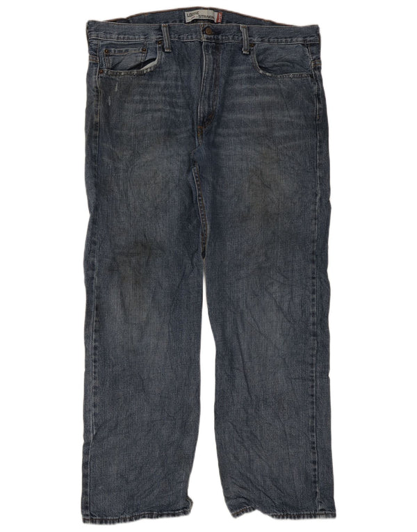 Męskie jeansy Levi's 569 w trudnej sytuacji, o luźnym kroju, W38 L32, niebieska bawełna