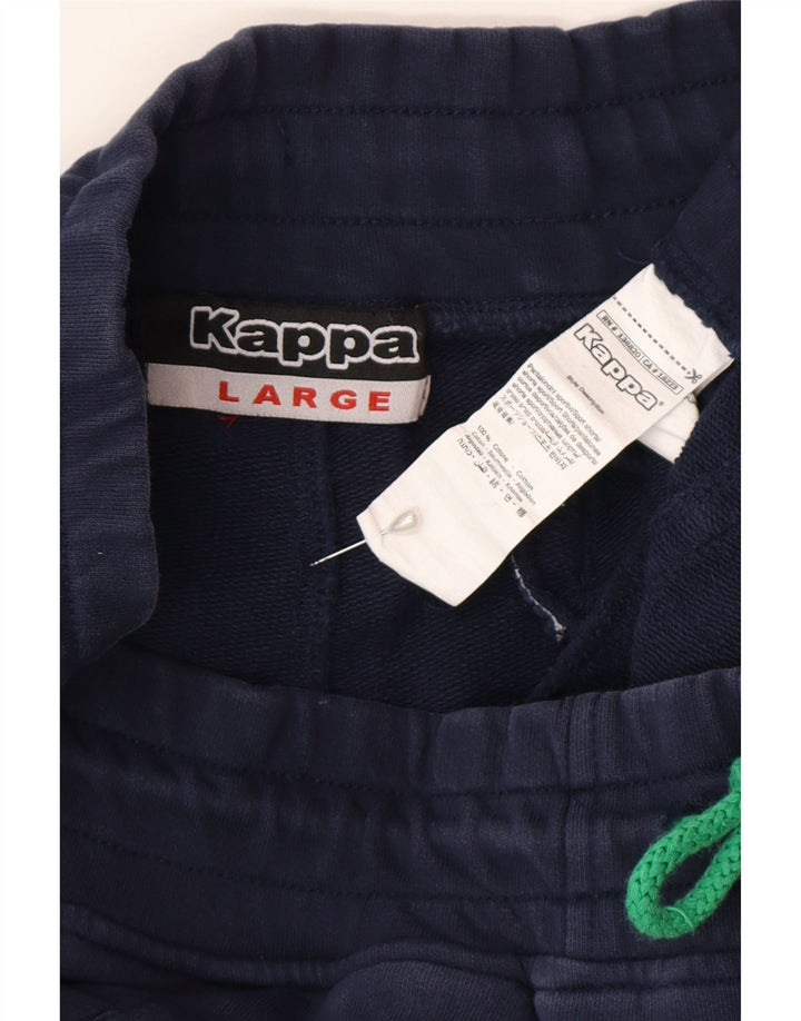 Męskie spodenki sportowe Kappa z grafiką, duże, granatowe, bawełniane