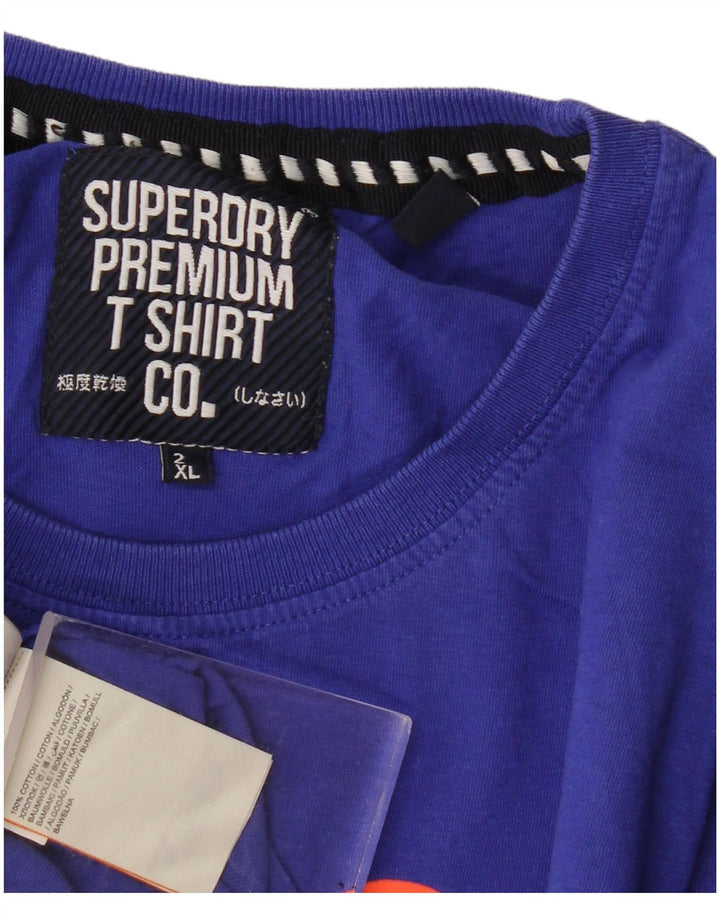 Męski T-shirt Superdry z grafiką, 2XL, niebieska, bawełniana