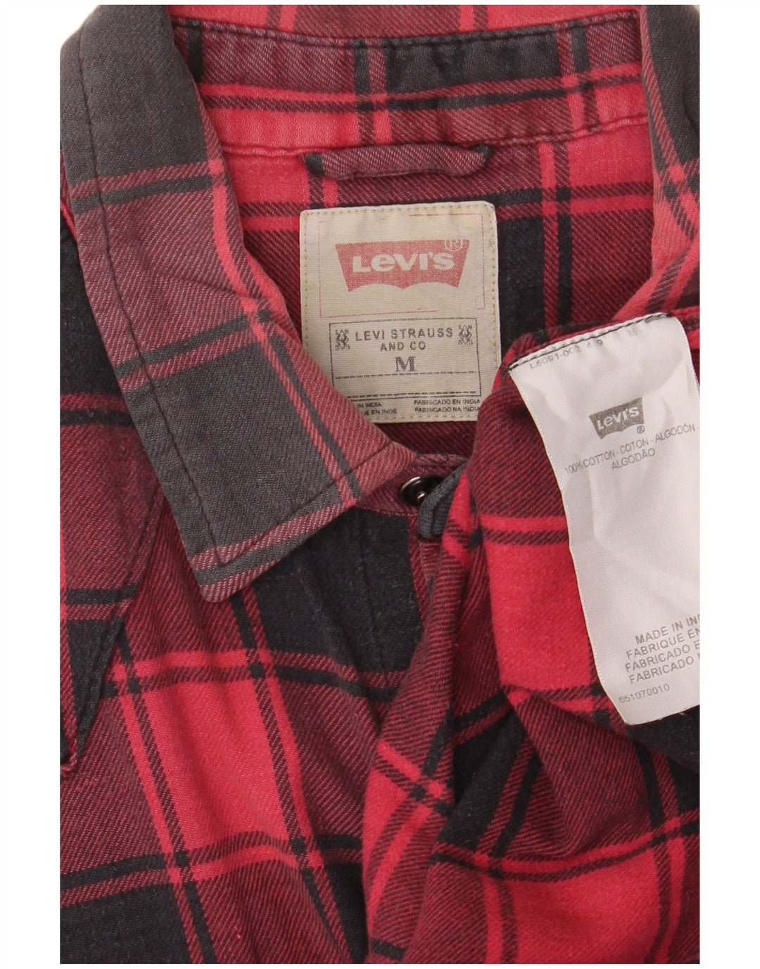 Męska koszula flanelowa LEVI'S, bawełniana w średnią czerwoną kratkę