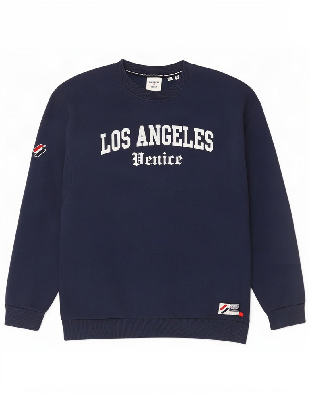 Męski sweter z grafiką Superdry, mały, granatowy, bawełniany