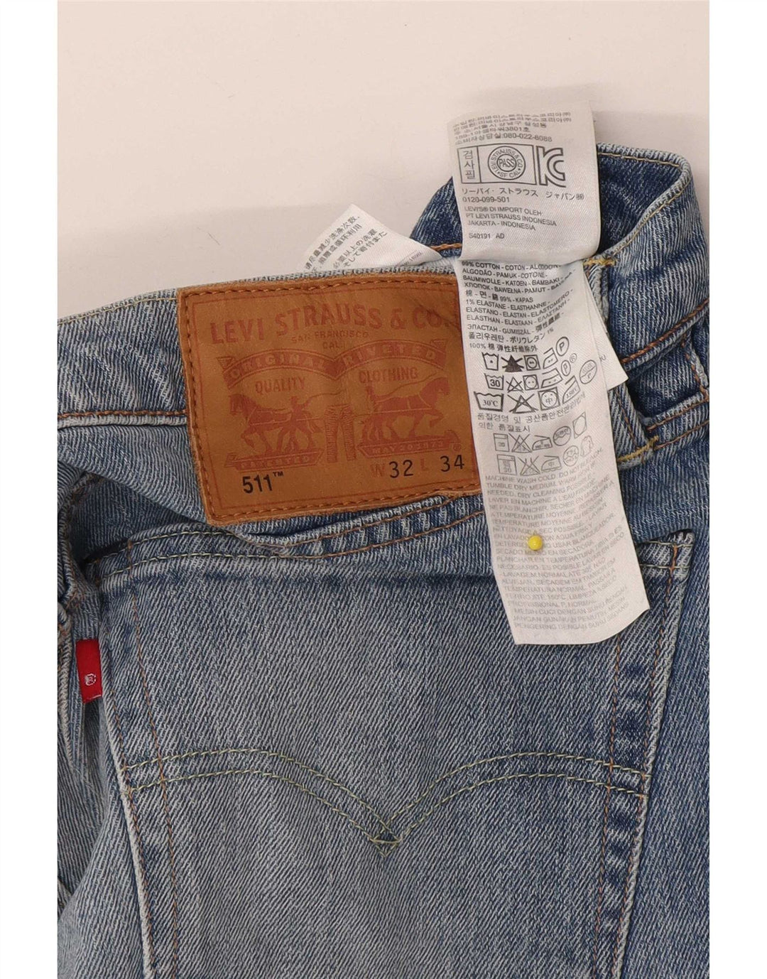 Męskie spodenki jeansowe Levi's 511 W32 Średnioniebieskie, bawełniane