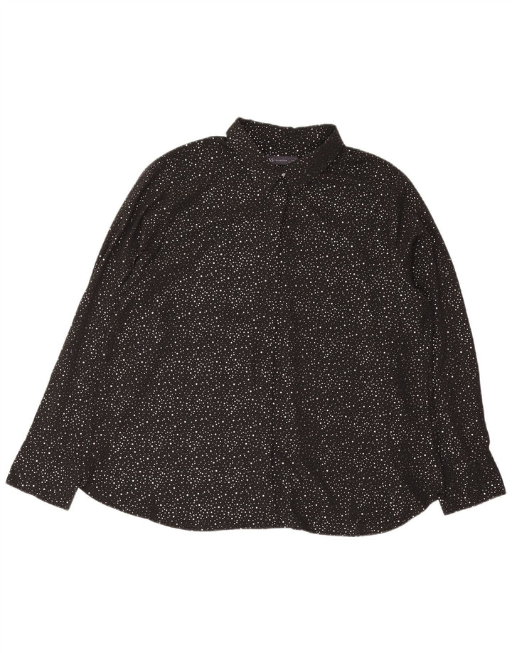 Damska bluzka koszulowa oversize Marks & Spencer UK 18 XL, czarna w cętki