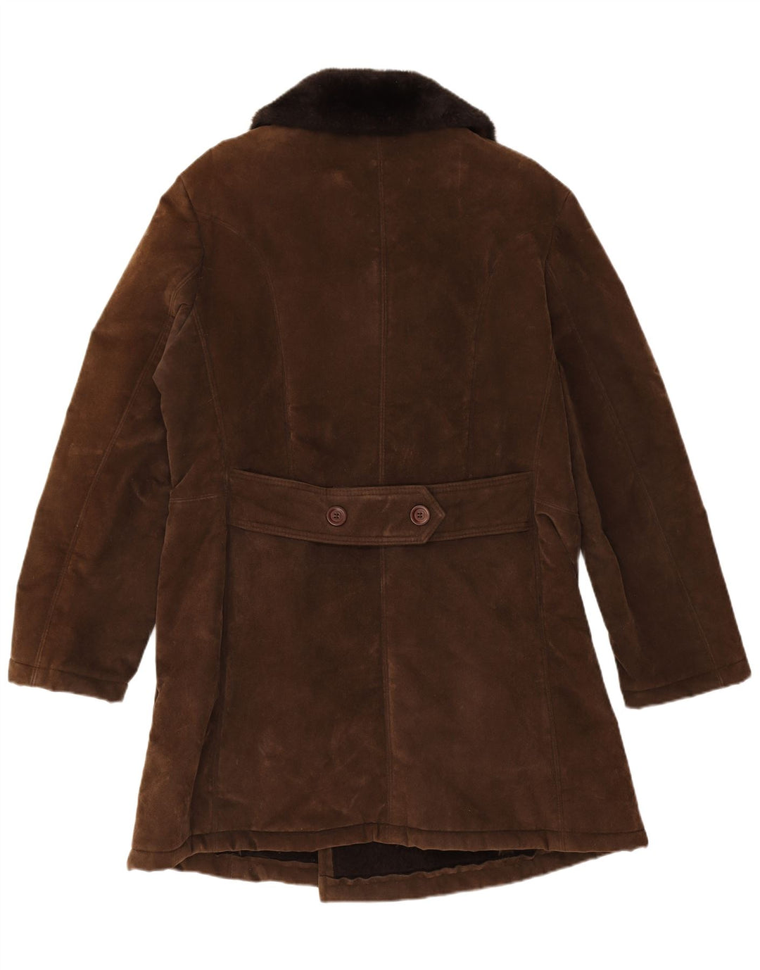 VINTAGE Męski dwurzędowy płaszcz Sherpa UK 40 Duży brązowy akryl