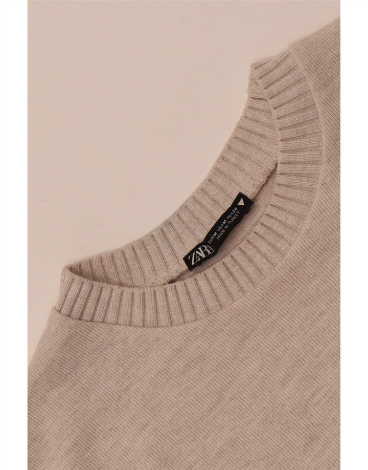 Damska bluzka Zara Crop Top UK 14 średni beż