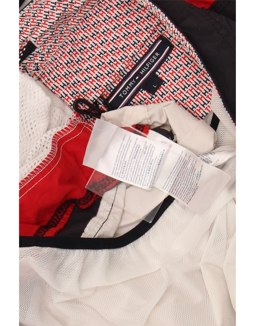 Męskie spodenki kąpielowe TOMMY HILFIGER z grafiką, duże, w kolorze złamanej bieli