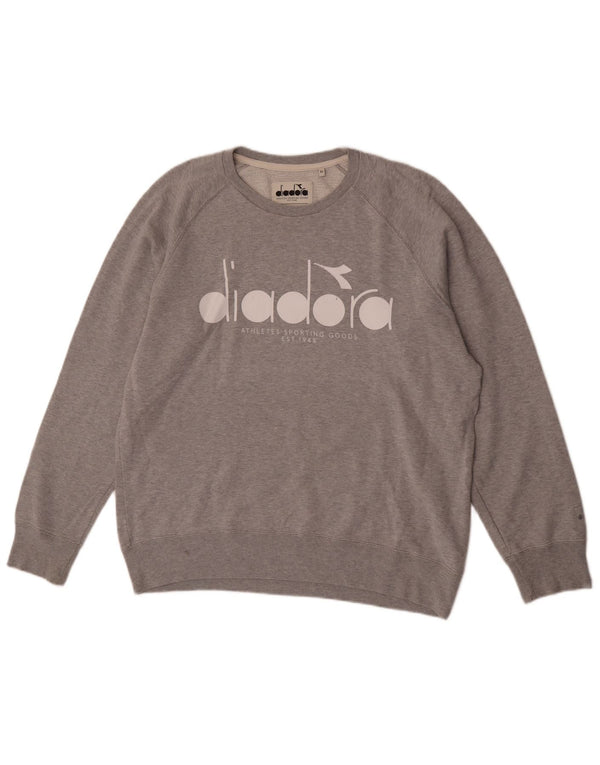 Męska bluza z grafiką Diadora XL, szara, nakrapiana bawełna