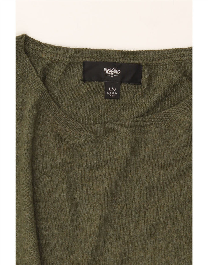 MOSSIMO Womens Crop Oversized Boat Neck Jumper Sweater UK 16 Large Green Vintage Mossimo and Second-Hand Mossimo from Messina Hembry 