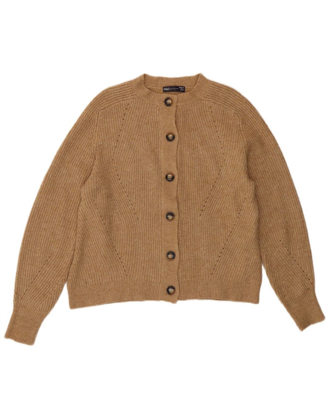 Marks & Spencer Damski sweter kardigan UK 14 Średni brązowy akryl
