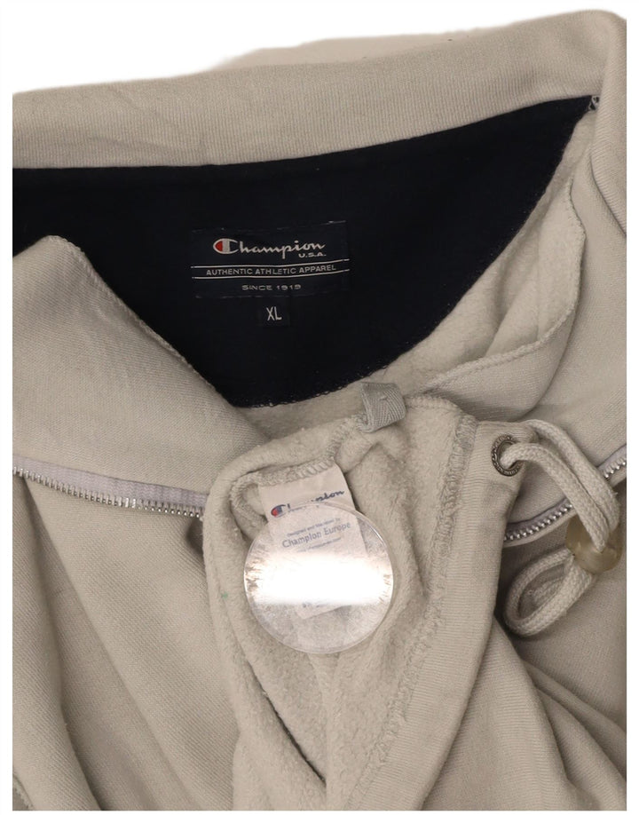 CHAMPION Mens Zip Neck Sweatshirt Jumper XL Grey Cotton
