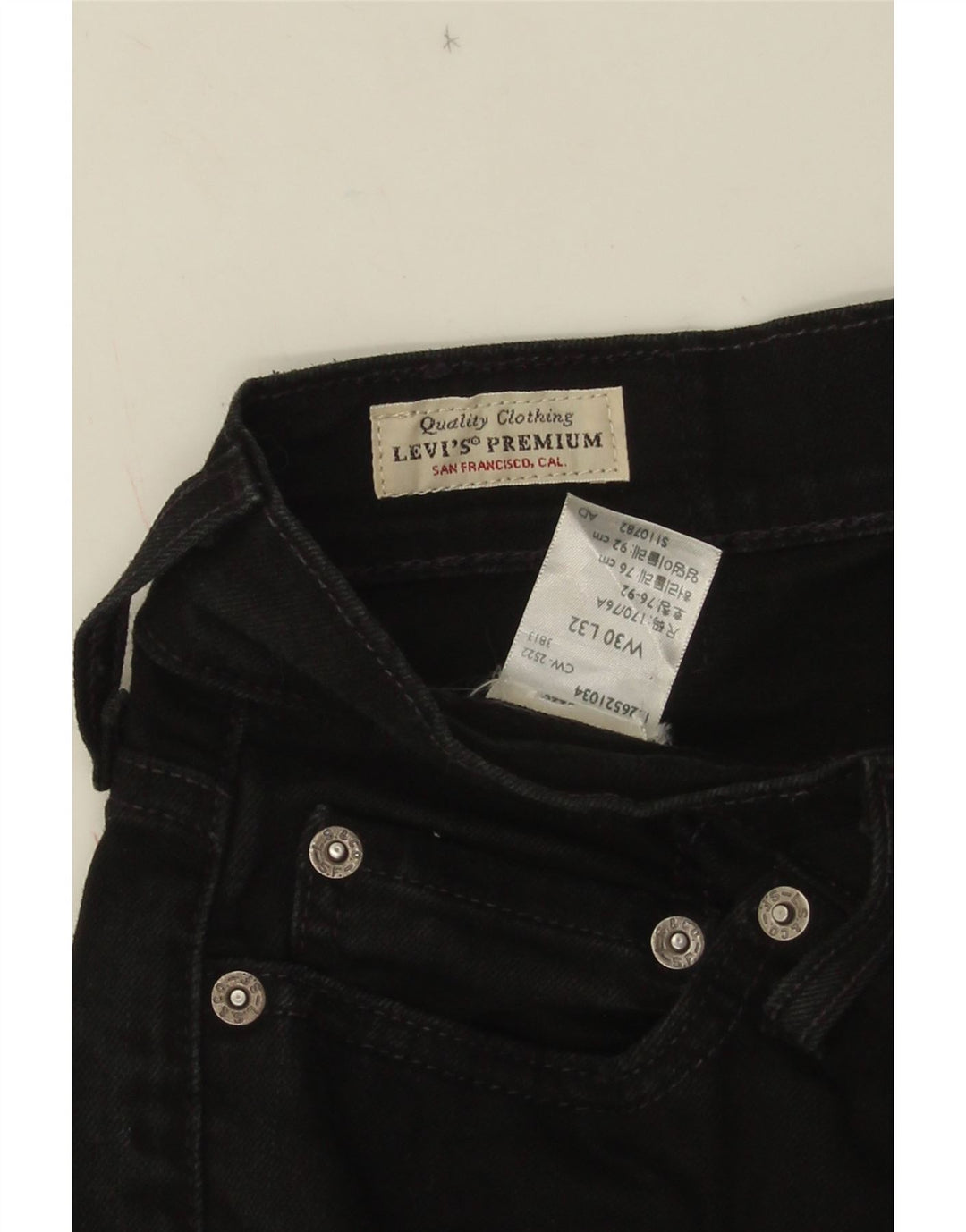 Męskie, proste dżinsy LEVI'S W30 L24, czarne