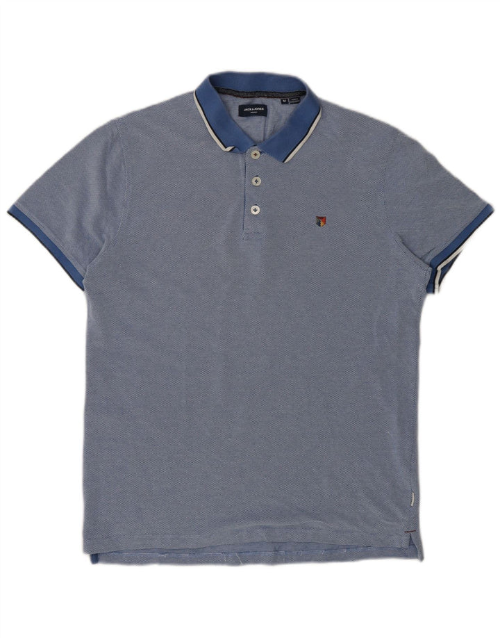 Męska koszulka polo Jack & Jones, średnia niebieska, bawełniana