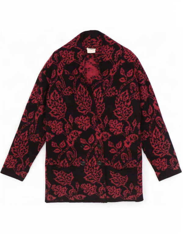 Damski sweter rozpinany Laura Ashley o długim kroju UK 10, mały, czarny w kwiaty