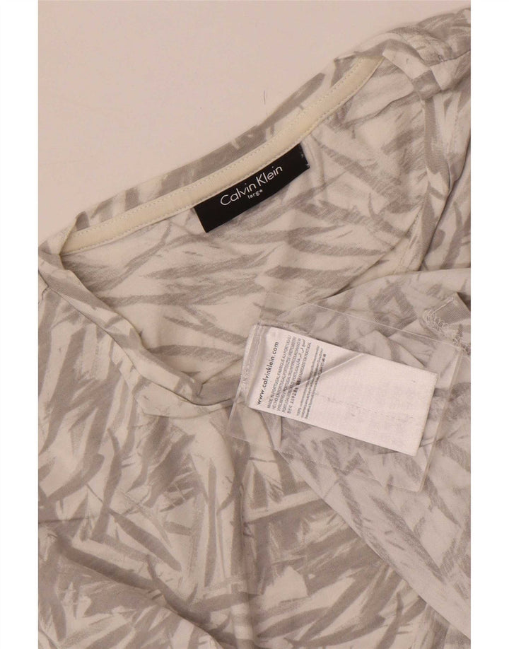 Męska koszulka Calvin Klein z abstrakcyjnym wzorem, duża, szara, bawełniana