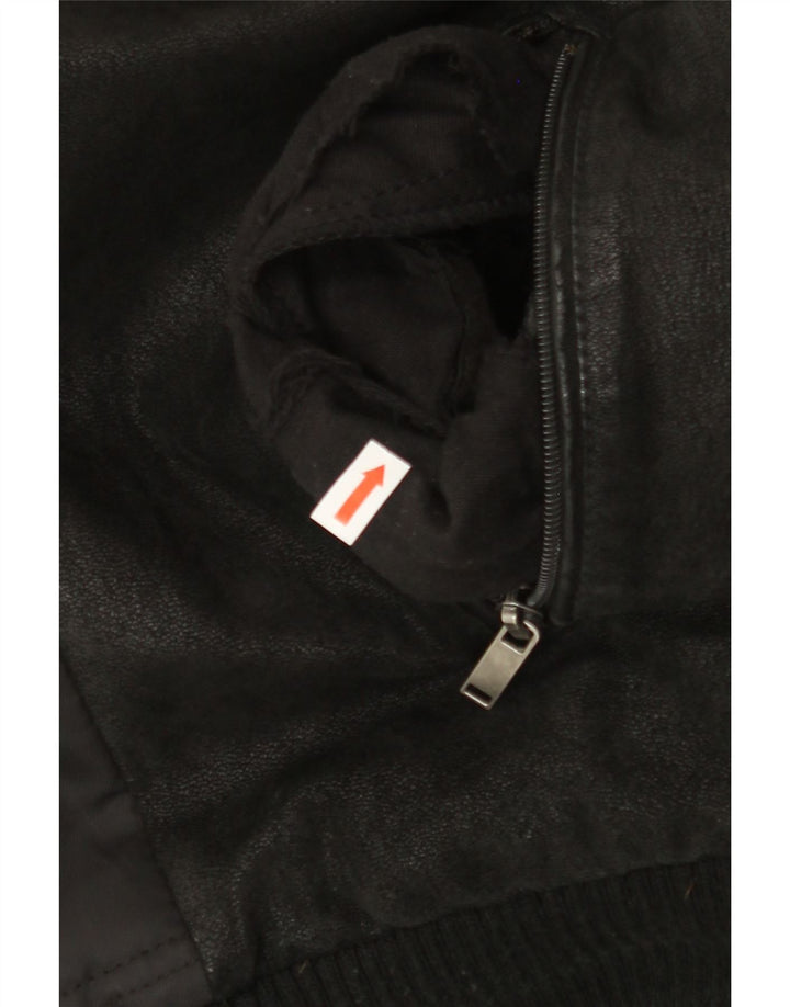 PETER COFOX Mens Padded Jacket UK 42 XL Black Leather Vintage Peter Cofox and Second-Hand Peter Cofox from Messina Hembry 