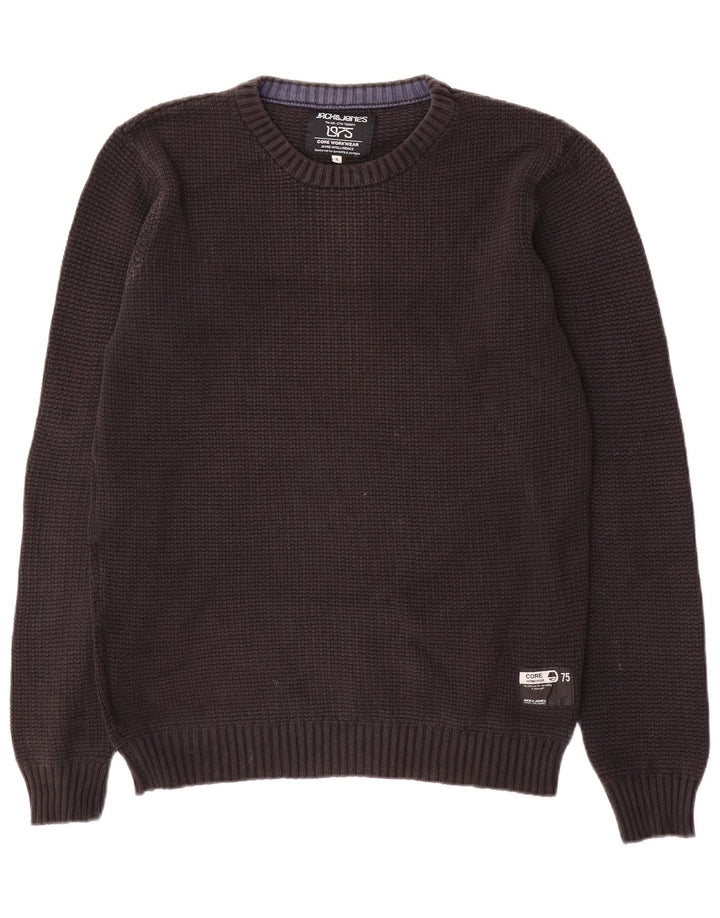 Męski sweter z okrągłym dekoltem Jack & Jones, mały, czarny, bawełniany