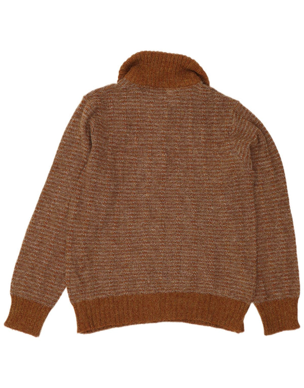 Męski sweter polo w stylu VINTAGE IT 50, akryl w średnie brązowe paski