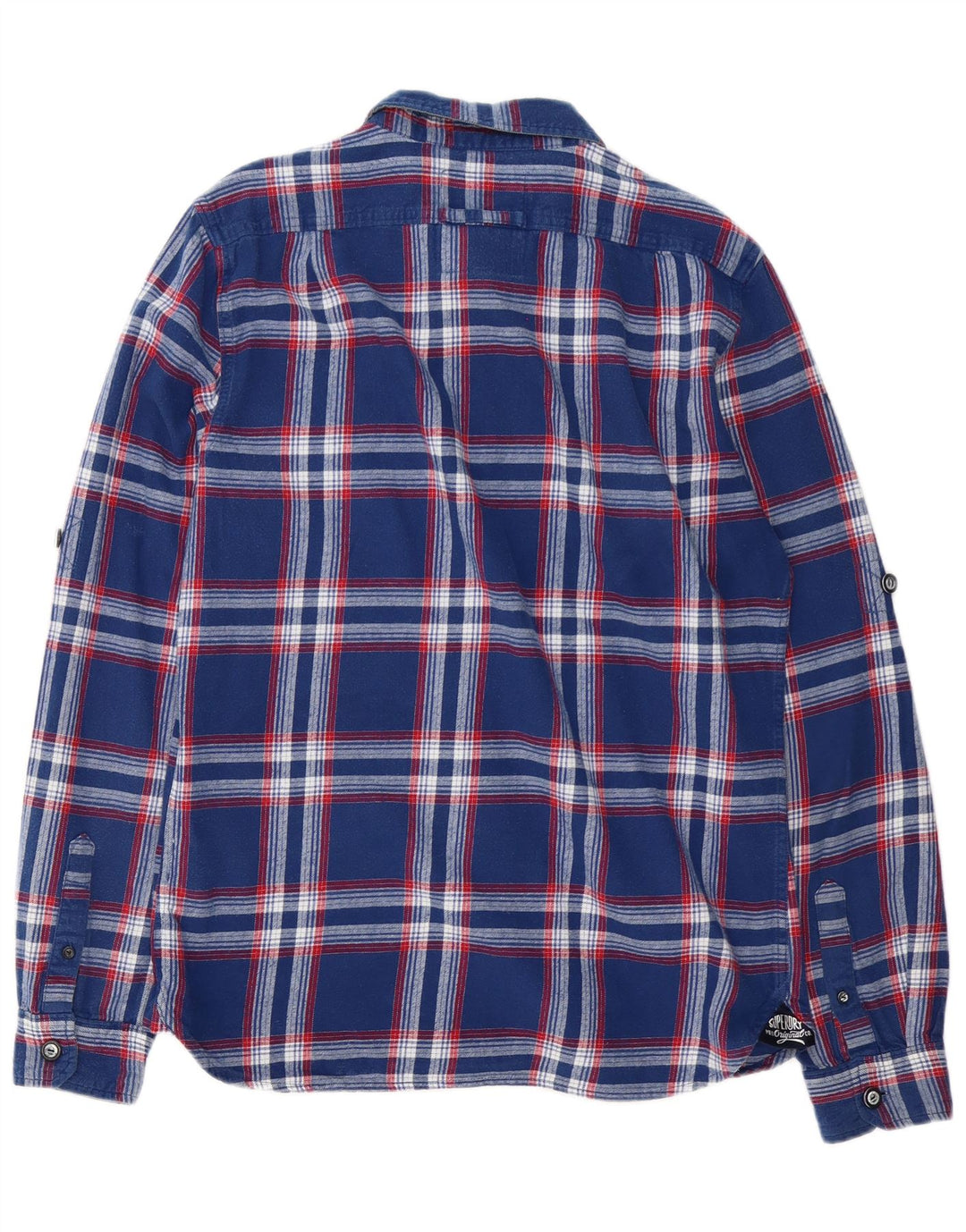 Męska koszula flanelowa Superdry, duża, granatowa, bawełniana w kratę