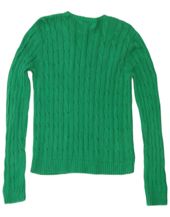 Sweter damski Chaps z dekoltem w kształcie litery V, UK 12, średnia zielona bawełna