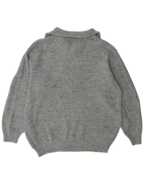 Męski sweter z zamkiem błyskawicznym Umberto Rosetti UK 42/44, duży, szary, nakrapiany