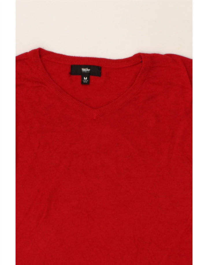 MOSSIMO Womens V-Neck Jumper Sweater UK 12 Medium Red Nylon Vintage Mossimo and Second-Hand Mossimo from Messina Hembry 